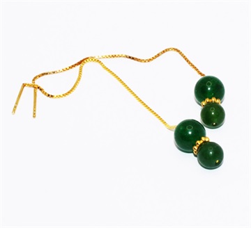 Øreringe - smukke forgyldte strings med grønne agat perler