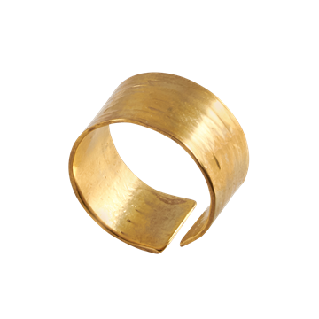 Ring - bred forgyldt ring med riflet struktur