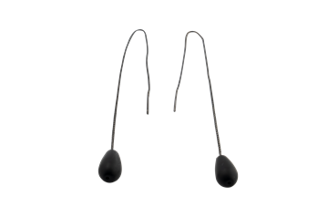 Øreringe - string oxyderede med sort dråbe perle