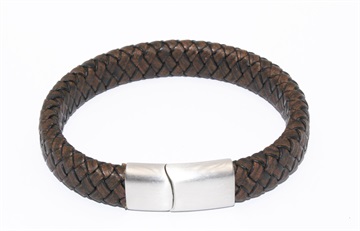 Armbåndet - fantastisk flot mørkebrunt flettet læder armbånd